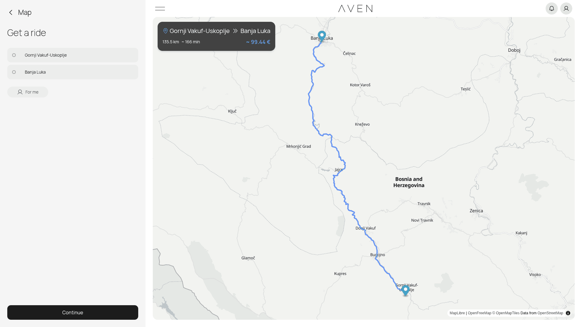 Aven order screen